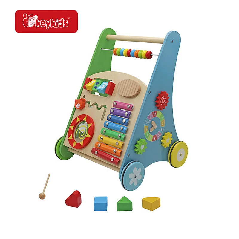 High Quality Multi Function Educational Wooden Activity Walker Toy For Toddlers W08J001-2